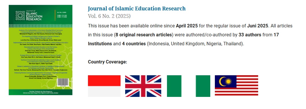 Edisi Terbaru JIER Vol. 6 No. 2 (2025): Menggagas Inovasi dan Kepemimpinan Pendidikan Islam di Era Digital